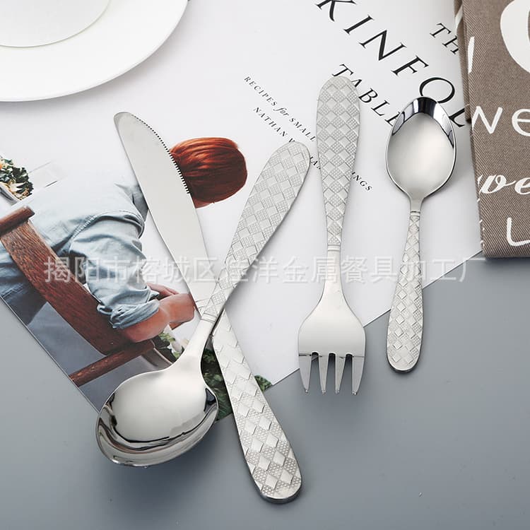 410 Stainless Steel Western Steak Knife Fork Spoon 4-Piece Set Coffee Spoon Stainless Steel Cutlery Restaurant Fork Knife