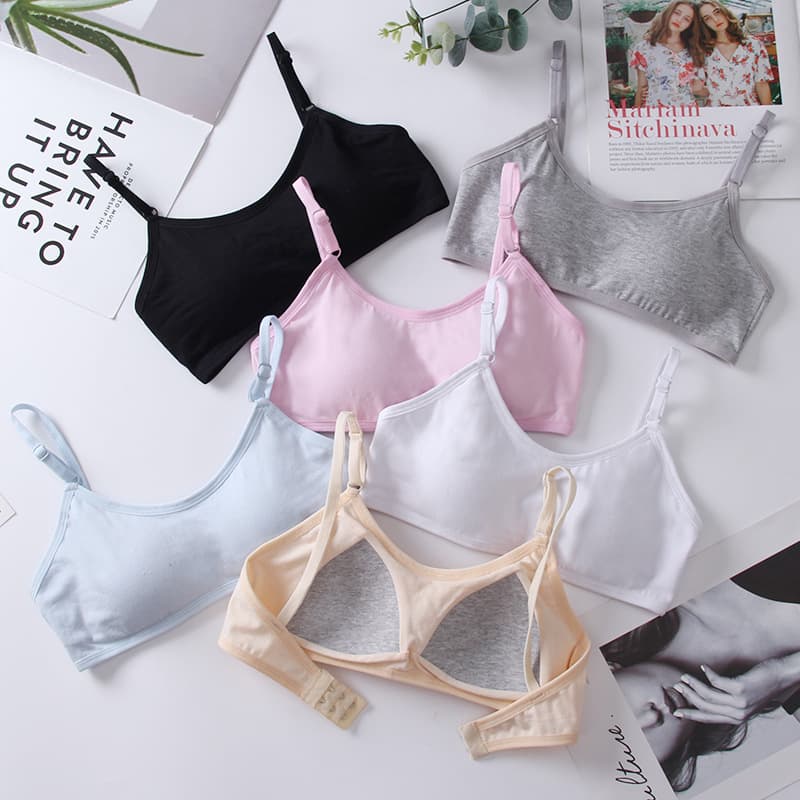 Pure cotton student bra with bra pads fixed cup wrap top camisole underwear running anti-shock cross-border basic underwear.
