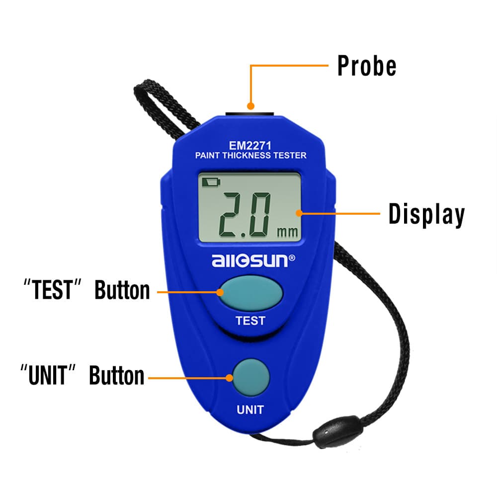 EM2271 Thickness Gauge, Coating Paint Film, Automotive Paint Surface Detector, Used Car Paint Thickness Measurement for Export