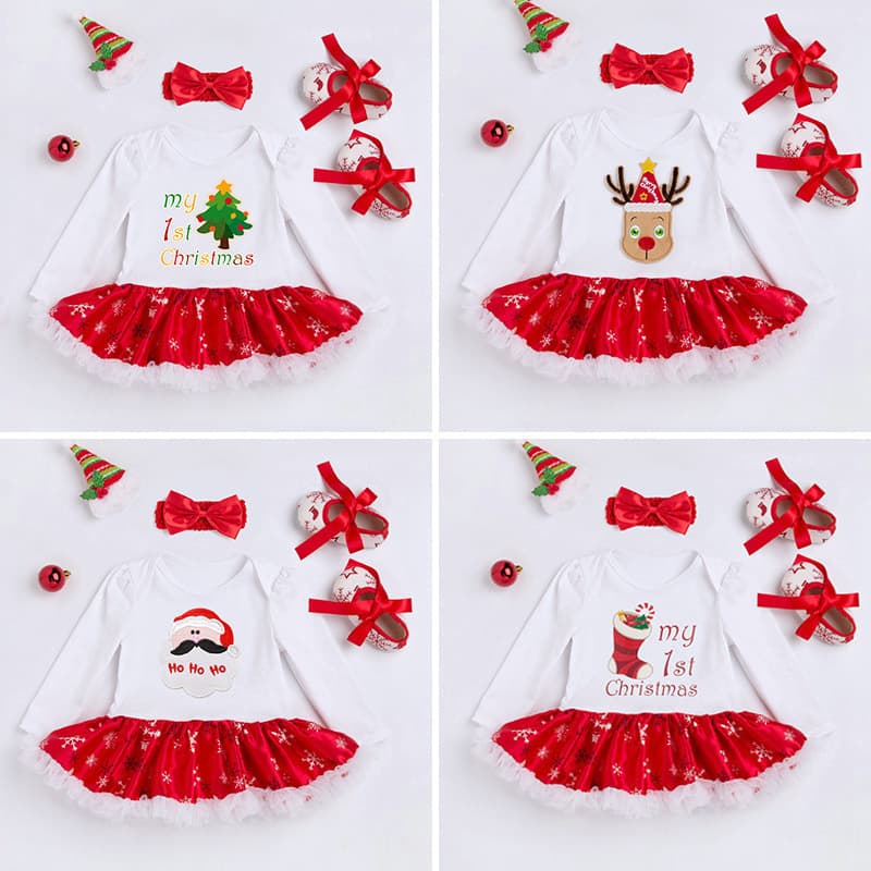 Christmas Infant and Toddler Clothing Ins Independent Site eBay Amazon Foreign Trade Children's Wear Long Sleeve Dress Set
