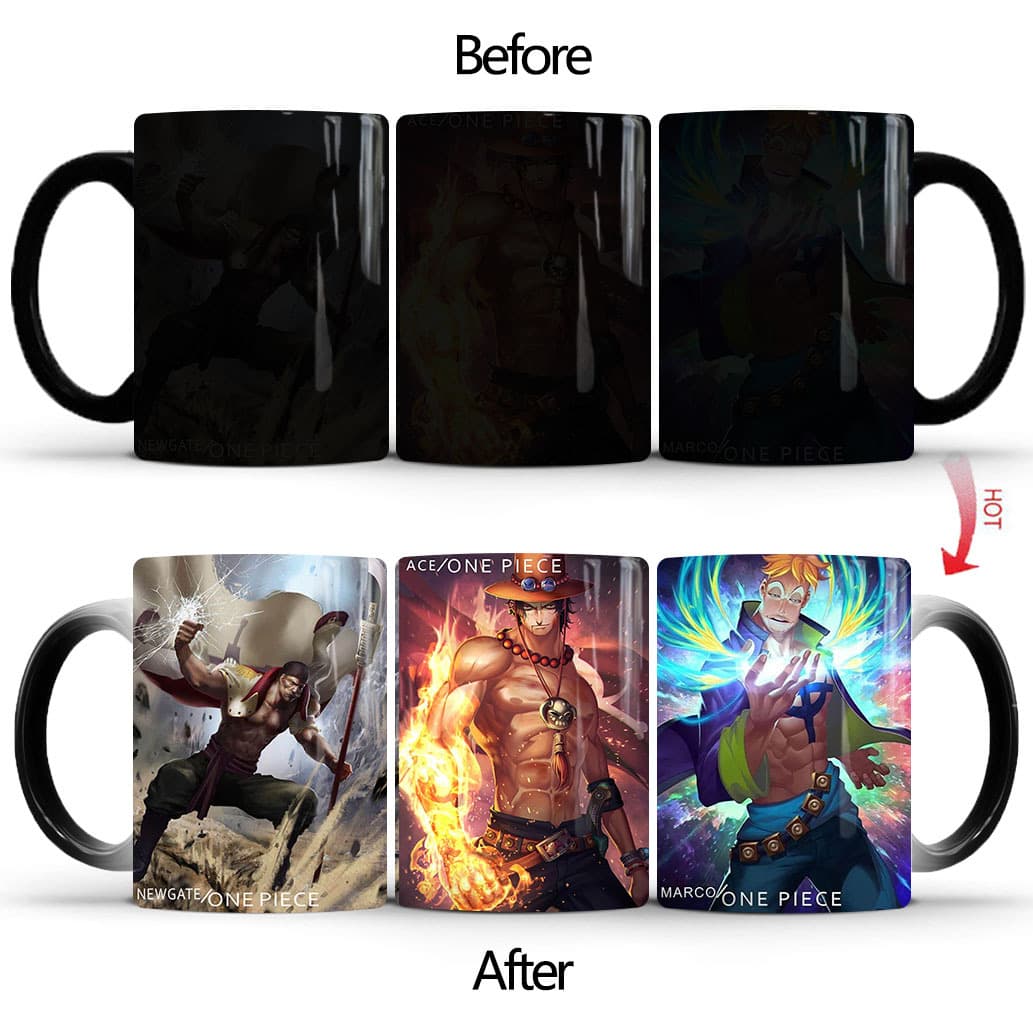 Creative Ceramic Heat-Sensitive Color-Changing Mug One Piece Luffy Movie & TV Merchandise Coffee Water Cup Wholesale