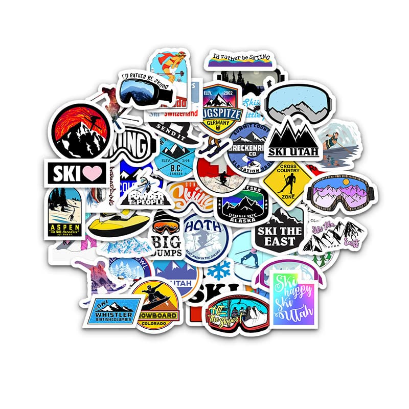 Snowboard Stickers for Snow Adventure Enthusiasts, Outdoor Sports Ski Goggle and Helmet Decals, Waterproof