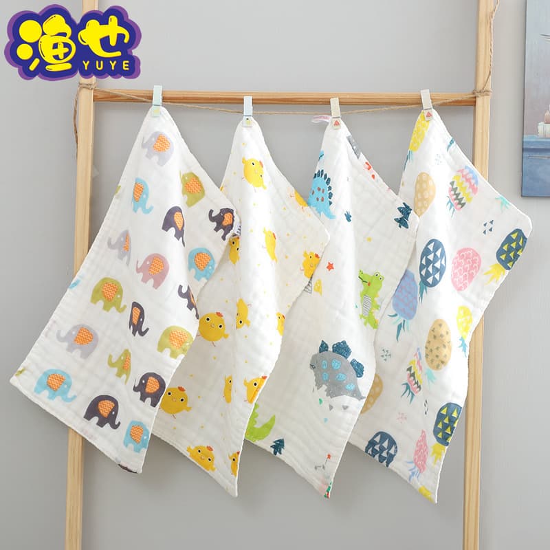 High-Density Six-Layer Pure Cotton Gauze Towel, Soft Absorbent Children's Face Towel, Baby Drool Bib, All-Cotton Kids Towel Wholesale