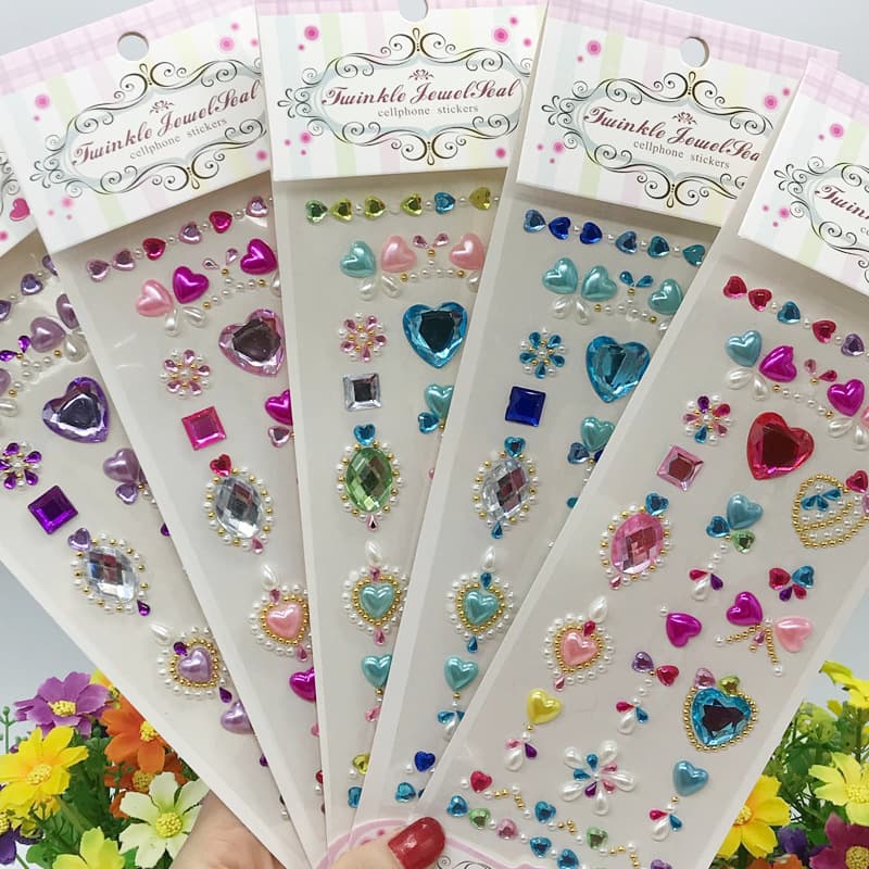 Kids Crystal Acrylic Diamond Stickers DIY Craft Decoration Star Peacock Shape Gem Stickers