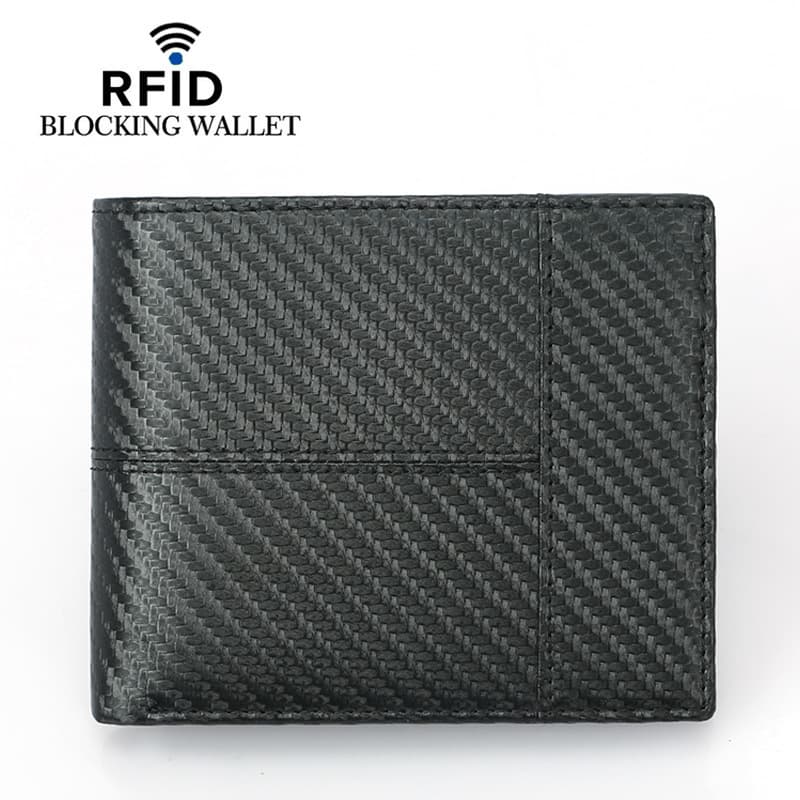 Cross-border carbon fiber pattern RFID wallet splicing multi-card slot large capacity European and American fashion short men's wallet