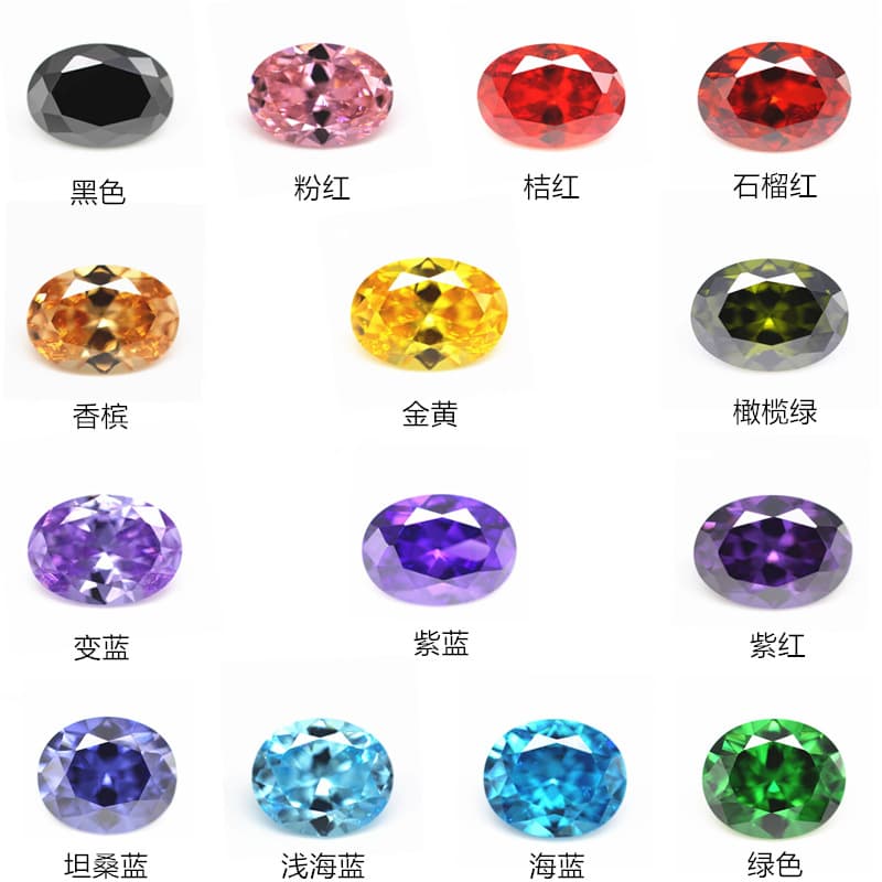 Factory Wholesale 5A Egg-Shaped White/Colored Zircon Loose Stone, Synthetic Pointed Bottom Oval Colored Zircon CZ Diamond