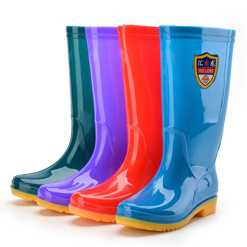 088 Fabric Style Mid/High-Cut Shoes, Anti-Dirty Rain Boots for Women, Fashion Korean High-Cut Multi-Color PVC Women's Rain Shoes Wholesale