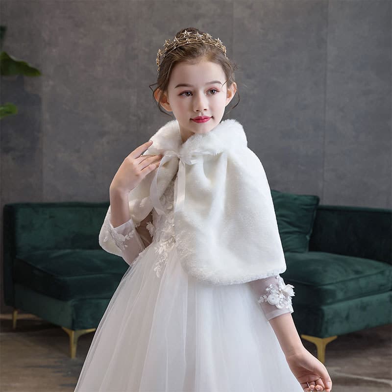 Children's wool shawl, children's cape, girls' cape, autumn and winter outdoor dress, princess dress, performance warm plush shawl