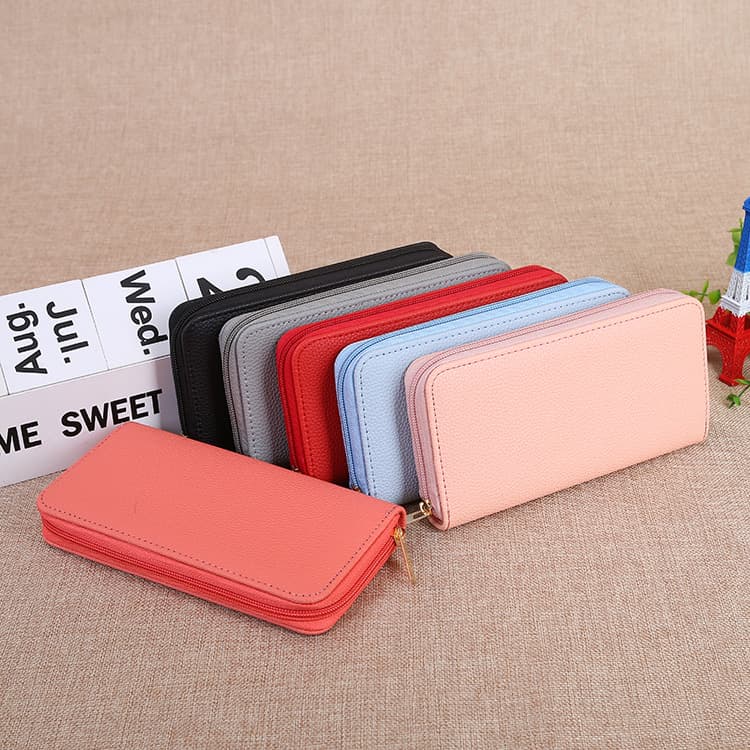 Wallet Women's Long Solid Color Wallet New Fashion Mobile Phone Bag Large Capacity Coin Zipper Clutch Wholesale