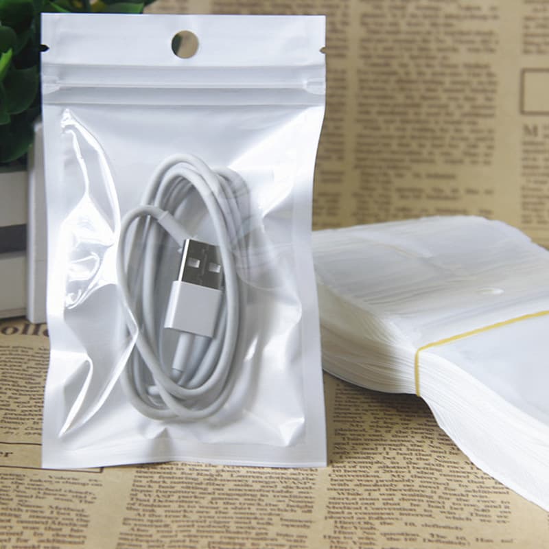 9*16cm Pearlescent Film Double-Seal Ziplock Bag, Semi-Transparent Plastic Bag for Jewelry and Data Cable Packaging, Wholesale
