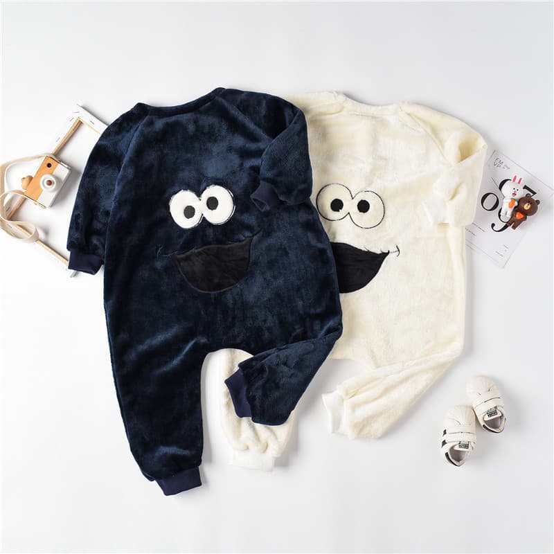 Black Adam Children's Coral Fleece Romper Autumn/Winter Sesame Street Pajamas Toddler Baby Flannel Homewear Romper