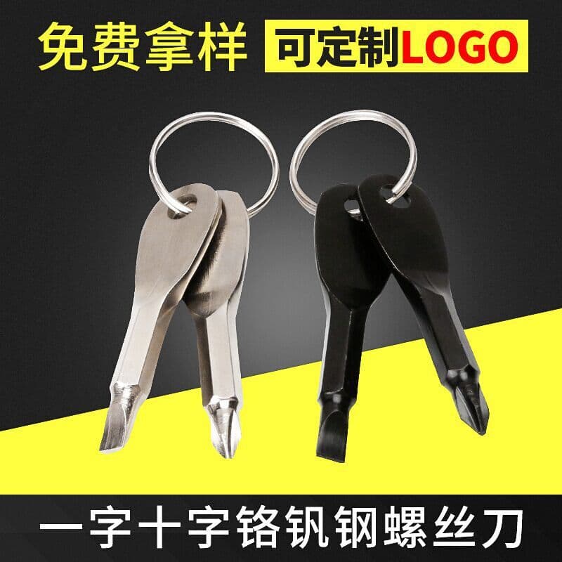 Outdoor EDC Portable Emergency Mini Tool Keychain 2-in-1 Screwdriver Set Phillips and Flathead Combination Tool