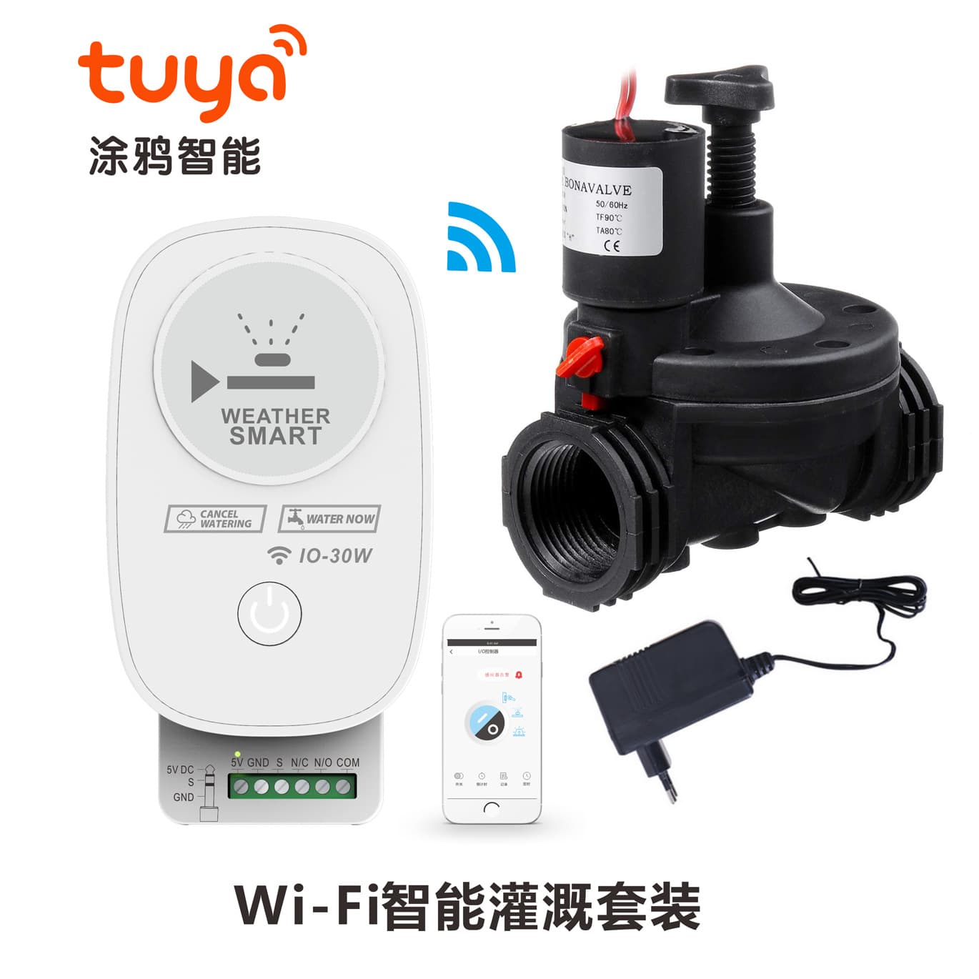 Graffiti WiFi Single-Station Smart Irrigation Controller for Home Gardens - Automatic Watering with 1-Way Solenoid Valve and Timer