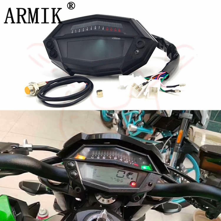 Motorcycle modification universal digital LCD liquid crystal instrument Kawasaki Z1000 adjustable tachometer electronic digital odometer