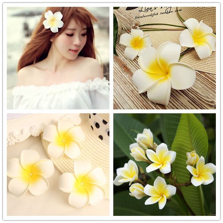 Plumeria Hair Clip 4/6/7/8/9cm Plumeria Edge Clip Swimsuit Bride Head Flower Shoe Hat DIY Hair Accessory Material
