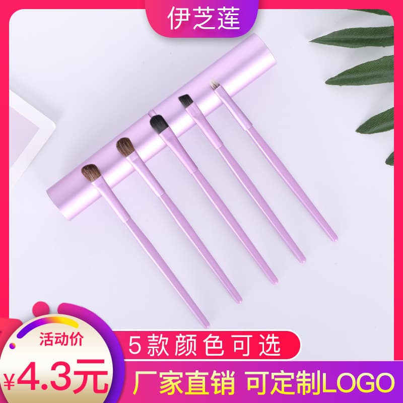 Yizhilian New 5-Piece Tube Set Makeup Brushes Full Set Powder Eye Brushes