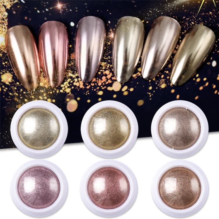 BORN QUEEN Nail Art Rose Gold Glitter Powder Super Bright Gold Magic Mirror Powder Solid Color Electroplating Powder Titanium Gold Powder