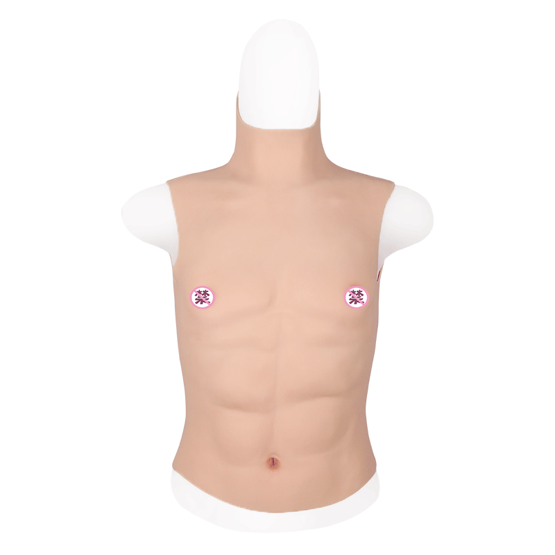 High-Neck Half-Body Muscle Suit Cosplay Eight-Pack Abs Fake Male Equipment Silicone Fake Chest Muscle Shaping Thickened Seamless