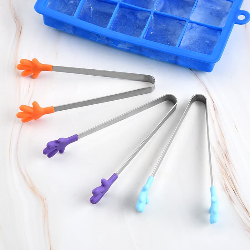Silicone Sugar Cube Tongs Stainless Steel Food Tongs Creative Small Palm Silicone Food Tongs Ice Tongs