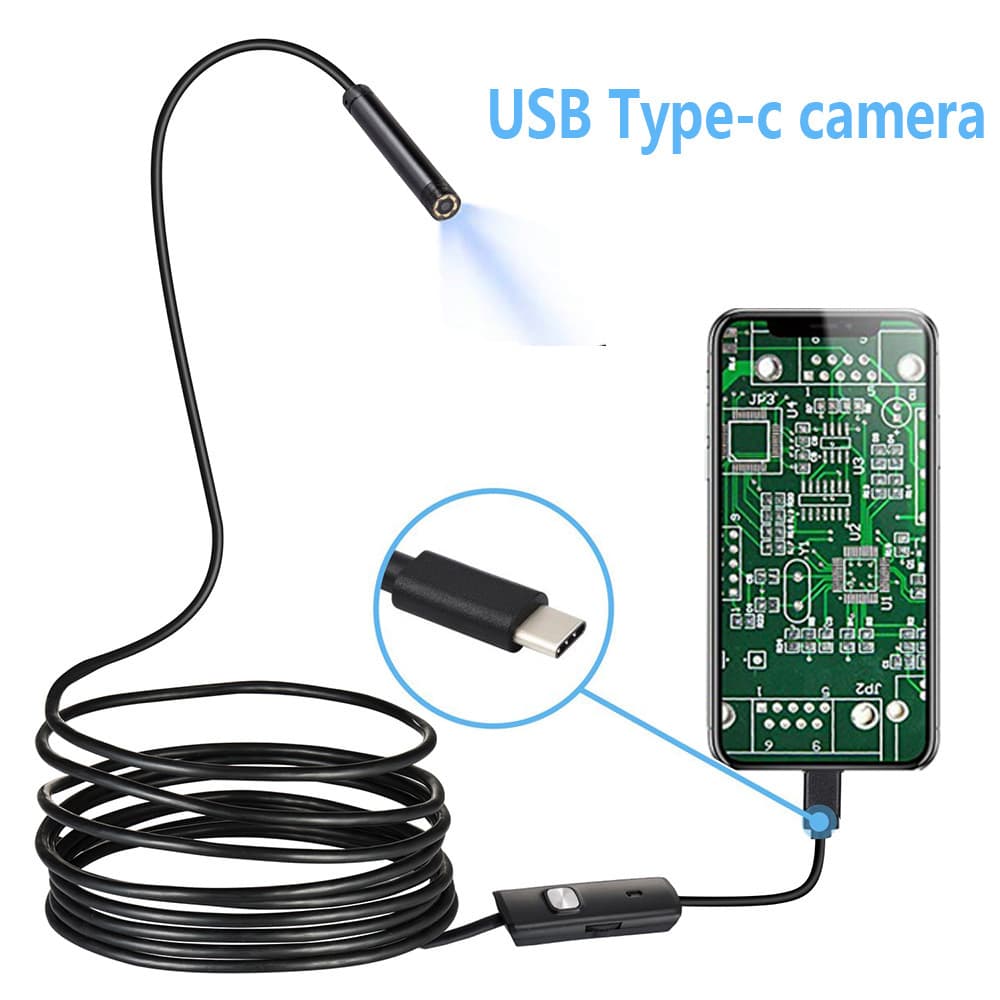 7mmTYPE C Industrial USB Endoscope HD Camera Waterproof Pipe Detection Auto Repair Unlocking Air Conditioner