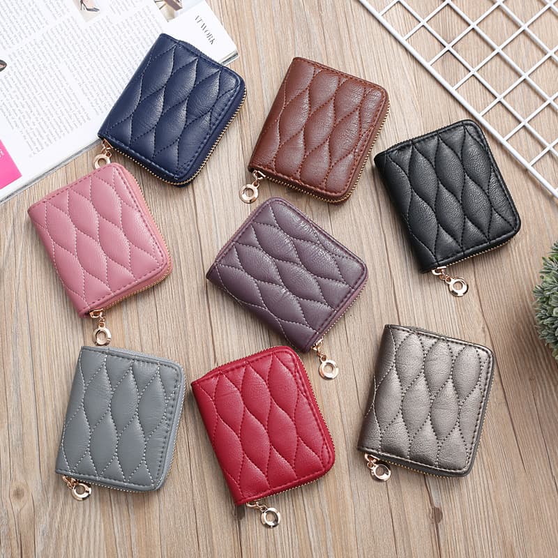 Cross-border Korean Style Women's Thread Grid Wallet Short Student Clutch Coin Purse Small Wallet