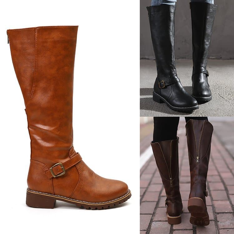 Autumn/Winter Round Toe Long Boots with Thick Heel, Versatile Fit for Slim and Full Calves, Women's Knight Boots