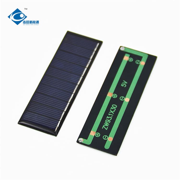 Zhiwang New Energy 93.1×30mm 5V Polycrystalline Silicon Photovoltaic Panel 0.4W Drip Glue Solar Panel 0.06A