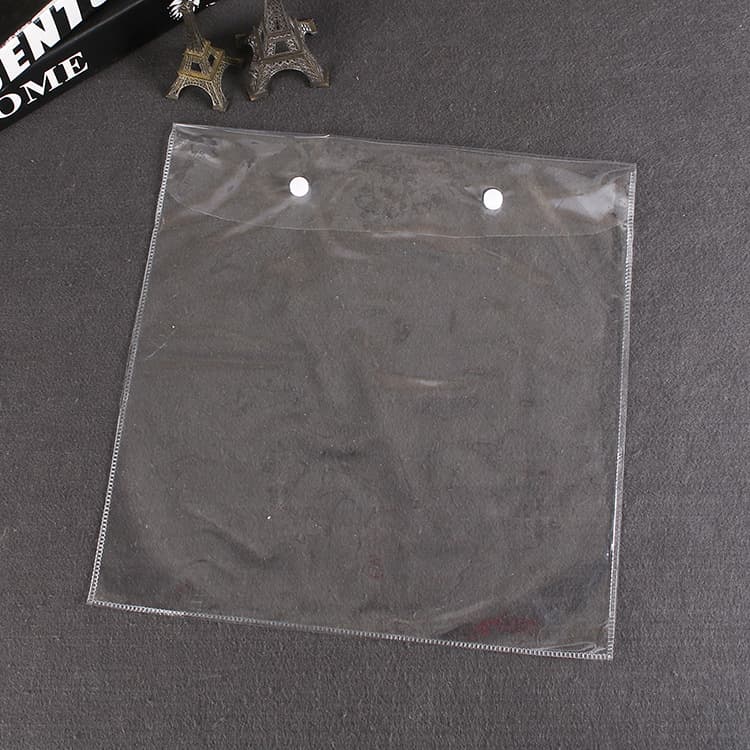 Custom PVC bag with handle and snap button packaging bag, transparent waterproof gift tote bag for socks, underwear, and more