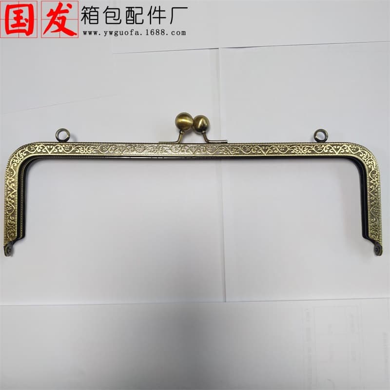 Square Embossed Beaded Frame with Screw Holes 25*7.5cm Antique Bronze Frame Bag Accessory