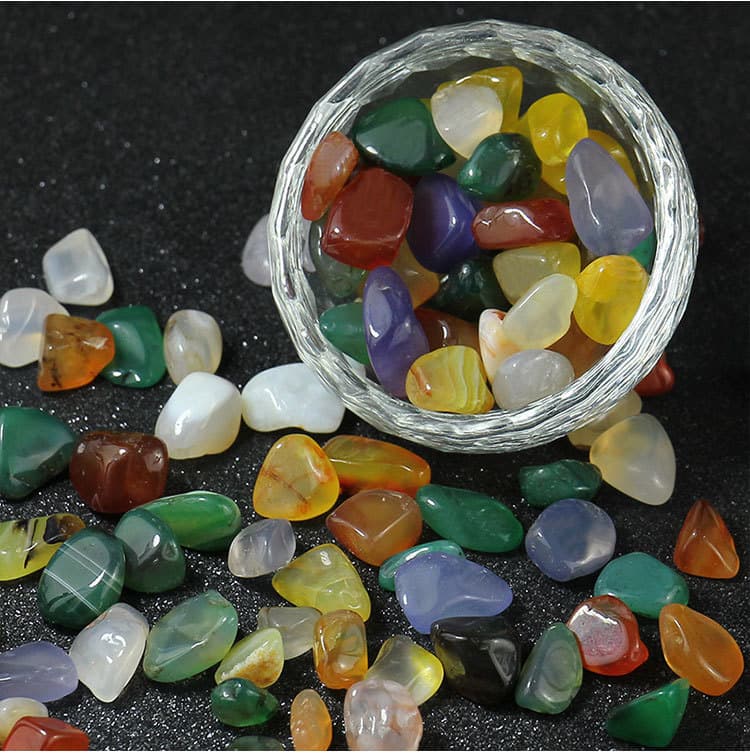 Seven Treasures Offering Mandala Plate with Vase and Stupa Mix, Agate Multicolor Gemstones 1 lb