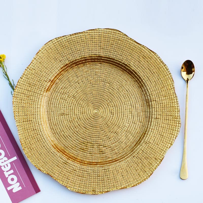Factory Direct Electroplated Glass Plates Wedding Tableware European Style Home Dinner Plates Hot Selling Charger Plate