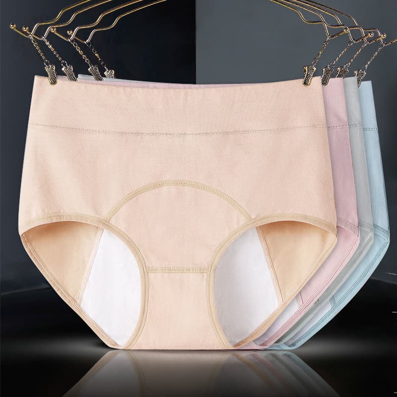 Pure Cotton High-waisted Physiological Underpants Period Leak-proof Side-wrap Design Front Back Period Leak-proof