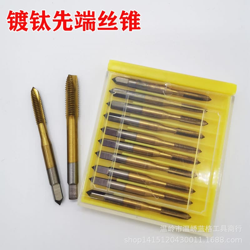 Factory Direct Spiral Point Titanium Plated Machine Tap Yellow M2 2.5 3 4 5 6 8 10 12 14 16 Through Hole