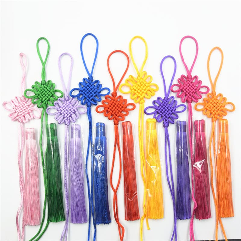 6-pack of monochrome Chinese knot tassels, semi-finished products, handmade lanterns, car ornaments, small Chinese knots
