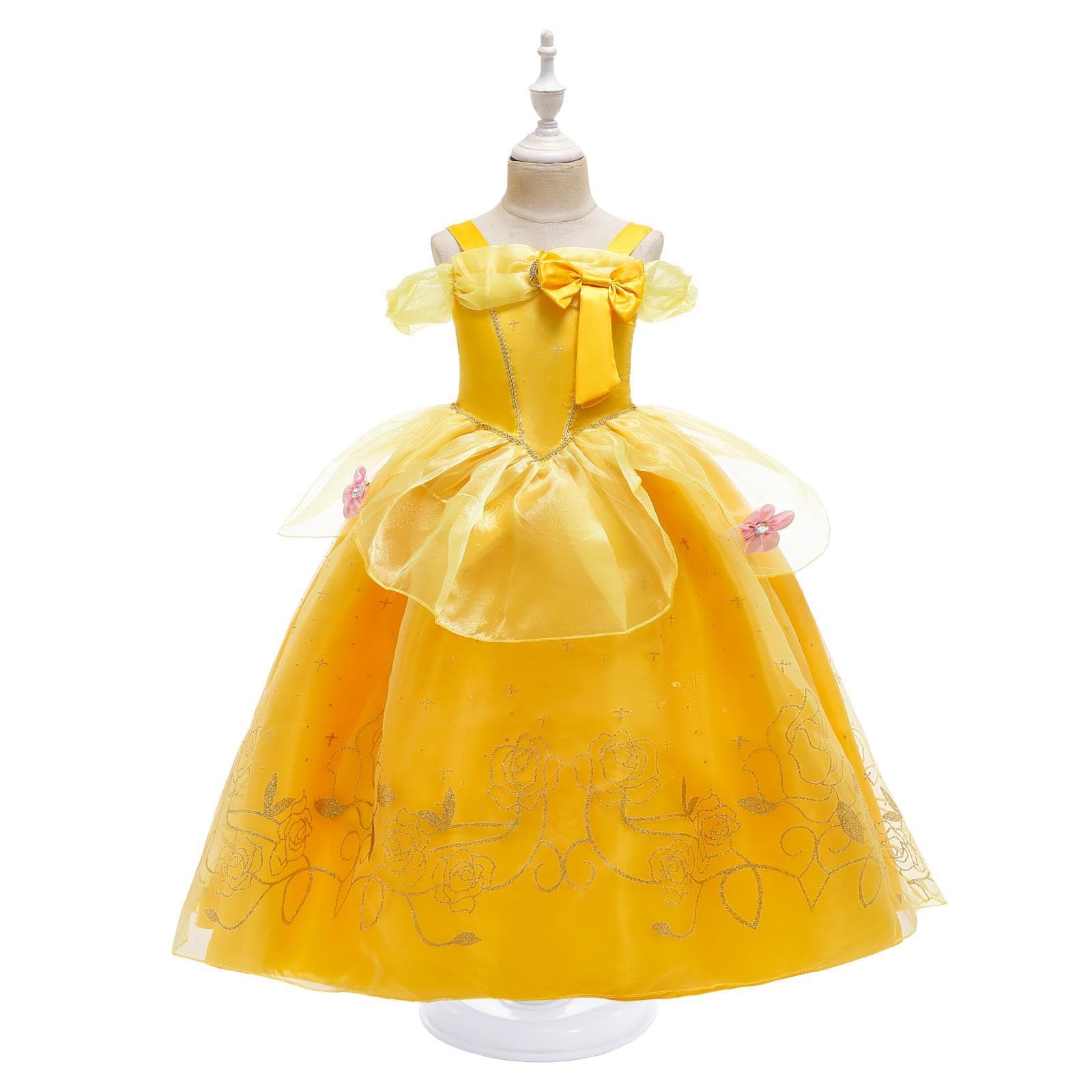 2025 Export Girls Frozen Princess Dress Belle Princess Dress Children's Birthday Christmas Performance Dress