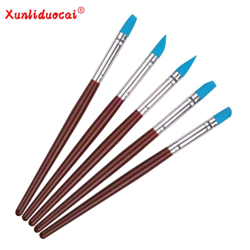 Soft Tip 5-Piece Set Detailing and Smoothing Pens, Silicone Pens, Polymer Clay Fingerprint Remover, Multi-Purpose Polymer Clay Tools