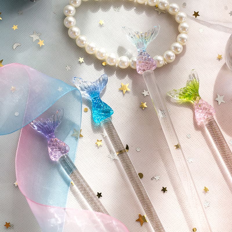 Factory direct sales mixing stick mermaid style glass stirring stick cute creative long handle juice coffee extended stirring stick
