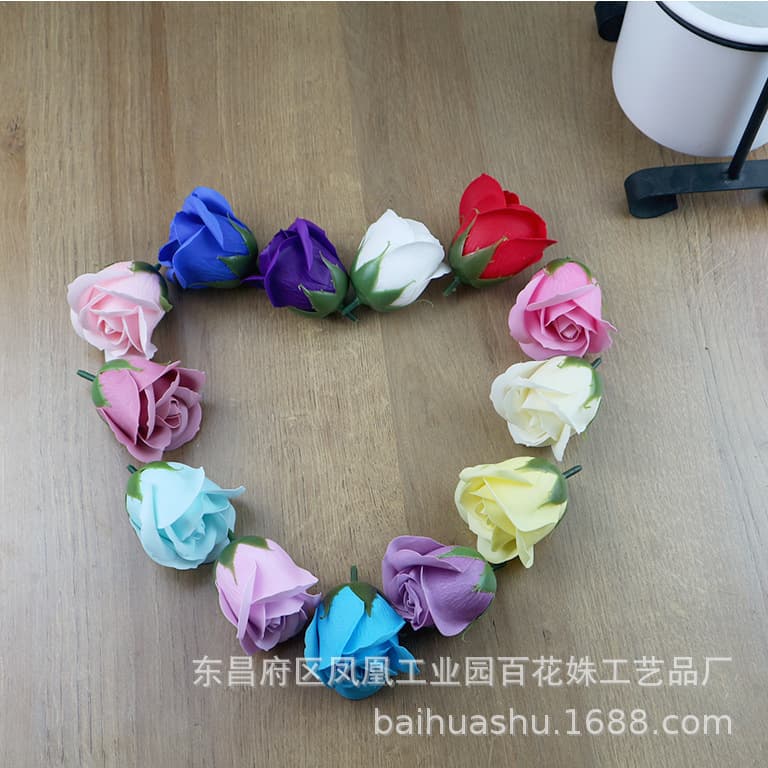 FLOWERSGIRL Valentine's Day Soap Rose Flower Head Handmade Soap Flower Three-Layer Water Flower Pack Single Flower