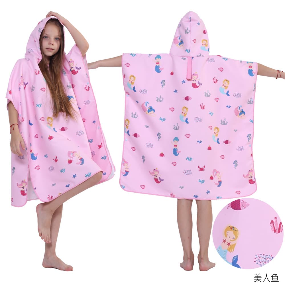 Printed Changing Robe, Portable Wearable Beach Towel, Beach Poncho, Cartoon Unicorn, Fashionable