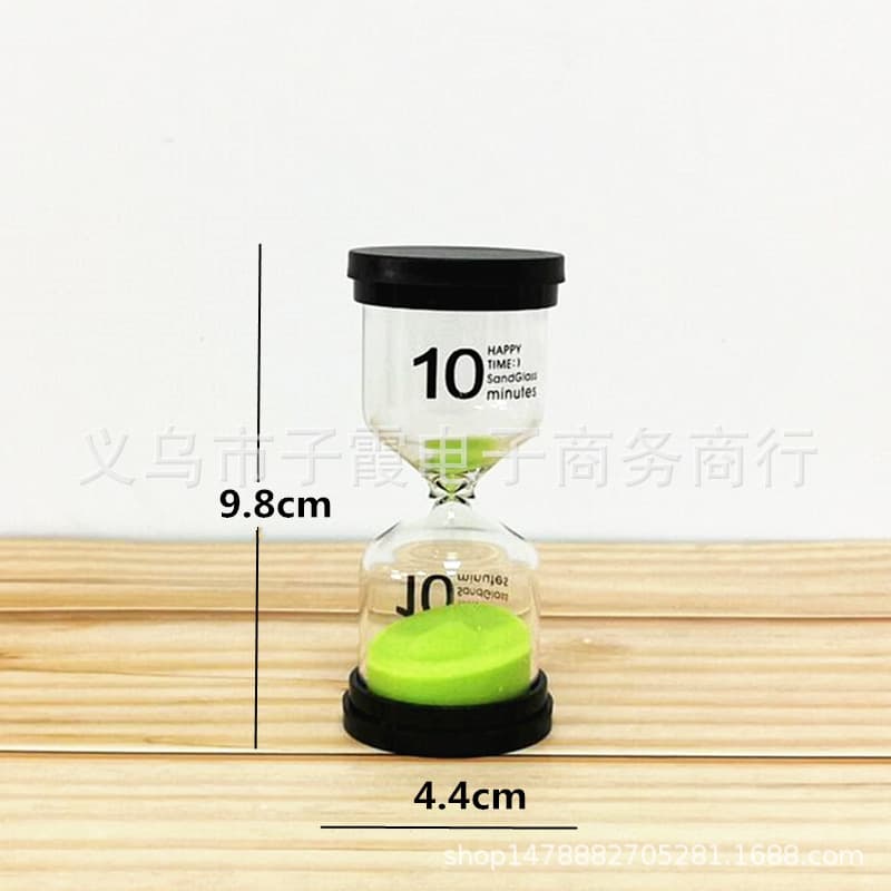 Factory direct wholesale and retail timing hourglass, 10-minute hourglass, creative gift, children's reading hourglass, black cap