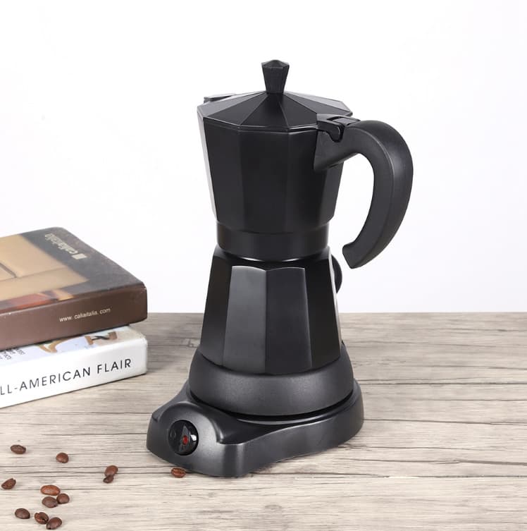 Aluminum Electric Heated Moka Pot Italian Style Home Use Quick Convenient Electric Coffee Pot