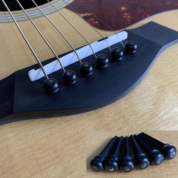 Folk Guitar Bridge Pins Ebony String Pins Inlaid with Abalone Shell Guitar Accessories String Pegs