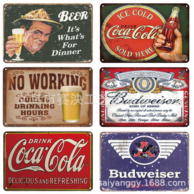 Overseas Warehouse Drop Shipping Retro Vintage Beer Tin Sign Bar Cafe Wall Metal Craft