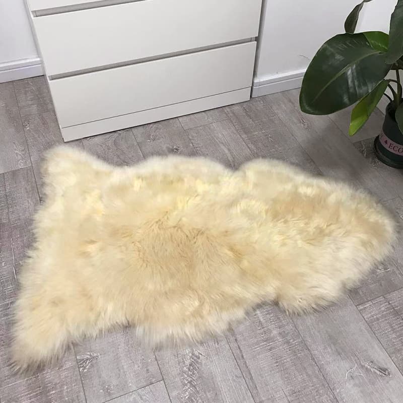 Hand-cut fur integrated sheepskin wool carpet warm living room home plush floor mat