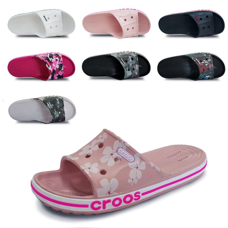 Summer Dit Print Crocs Sandals, Men's Trendy Slippers, Beach Shoes, One-Strap Sandals, Korean Style