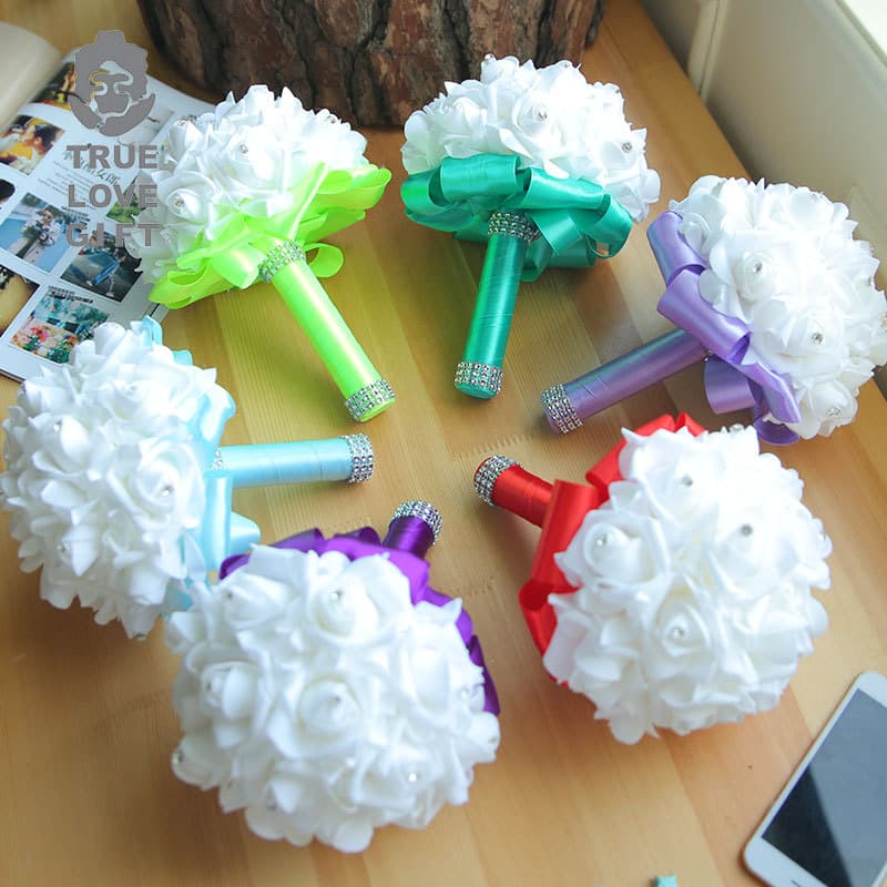 Bride's Maid Handheld Foam Artificial Flower Bouquet Wedding Decoration Gift Bridal Party Flower Supply Office Culture