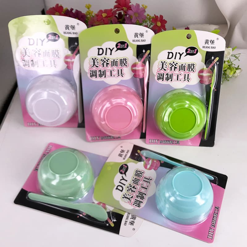 DIY Beauty Mask Adjustment Tool Mask Bowl Set 2-in-1 Mask Stick Plastic Bowl Stirring Stick Blister Paper Card Packaging