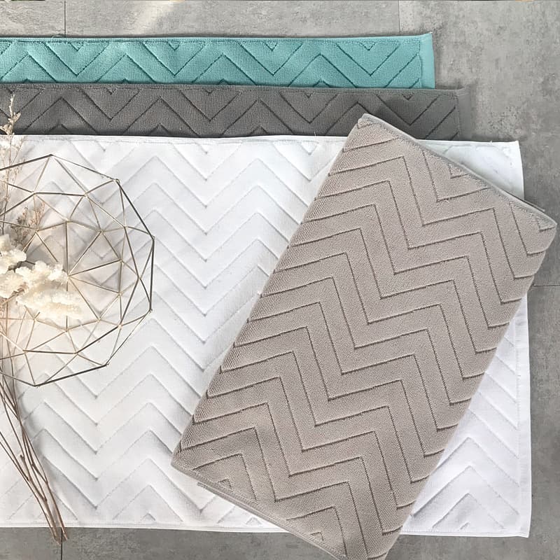 ✅ Hotel Bath Mat, Spa and Home Bathroom Cotton Plied Yarn Jacquard Foot Mat, Soft Absorbent Mat E18