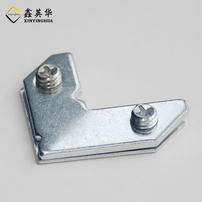 Aluminum alloy frame corner connectors, hardware accessories, metal right-angle joints for assembling modern minimalist frame edges.