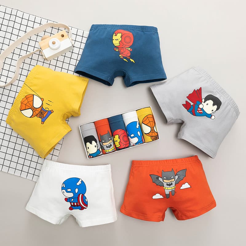 Boys' Pure Cotton Underwear, Small Kids' Class A Boxer Shorts, Baby Student Shorts for 3-12 Years Old